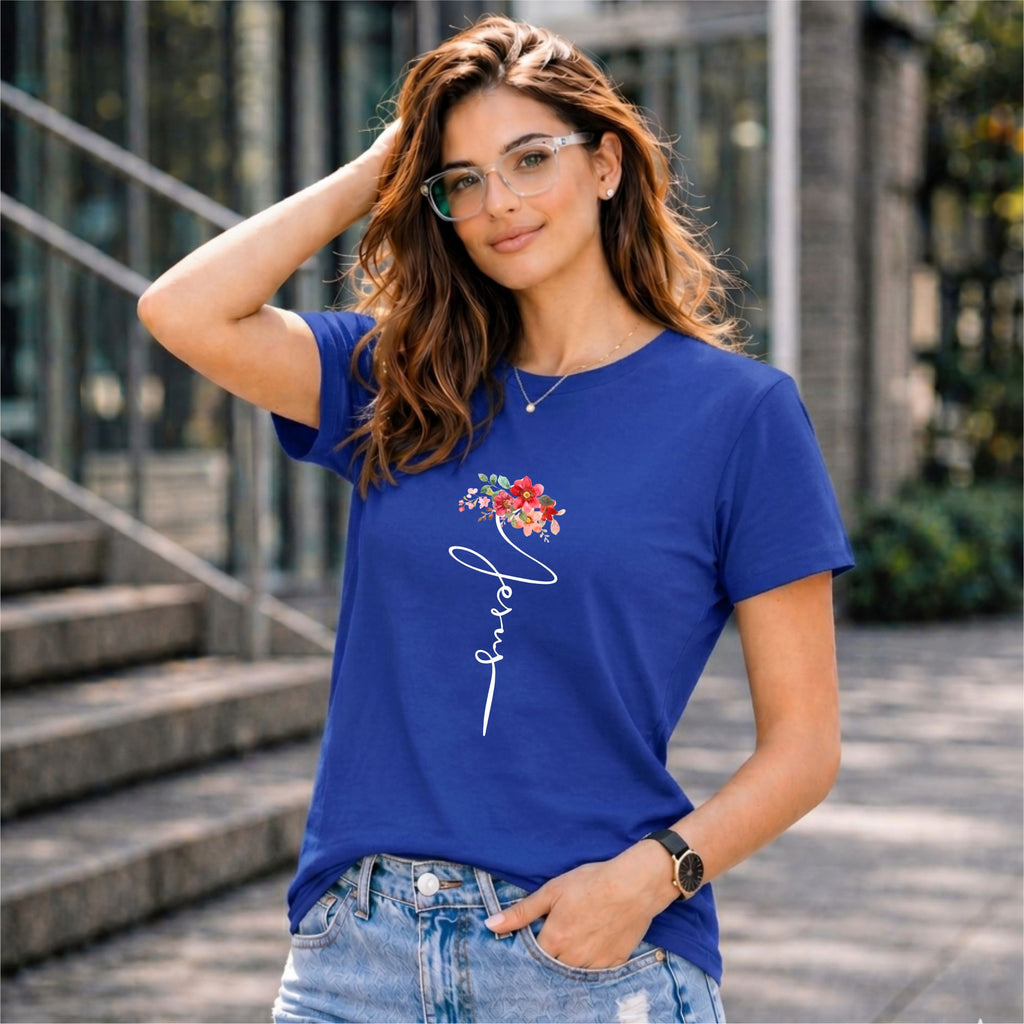 BHOKALS "Floral Grace" Printed Women Cotton T-Shirt | Round Neck | Super Soft | Regular Fit