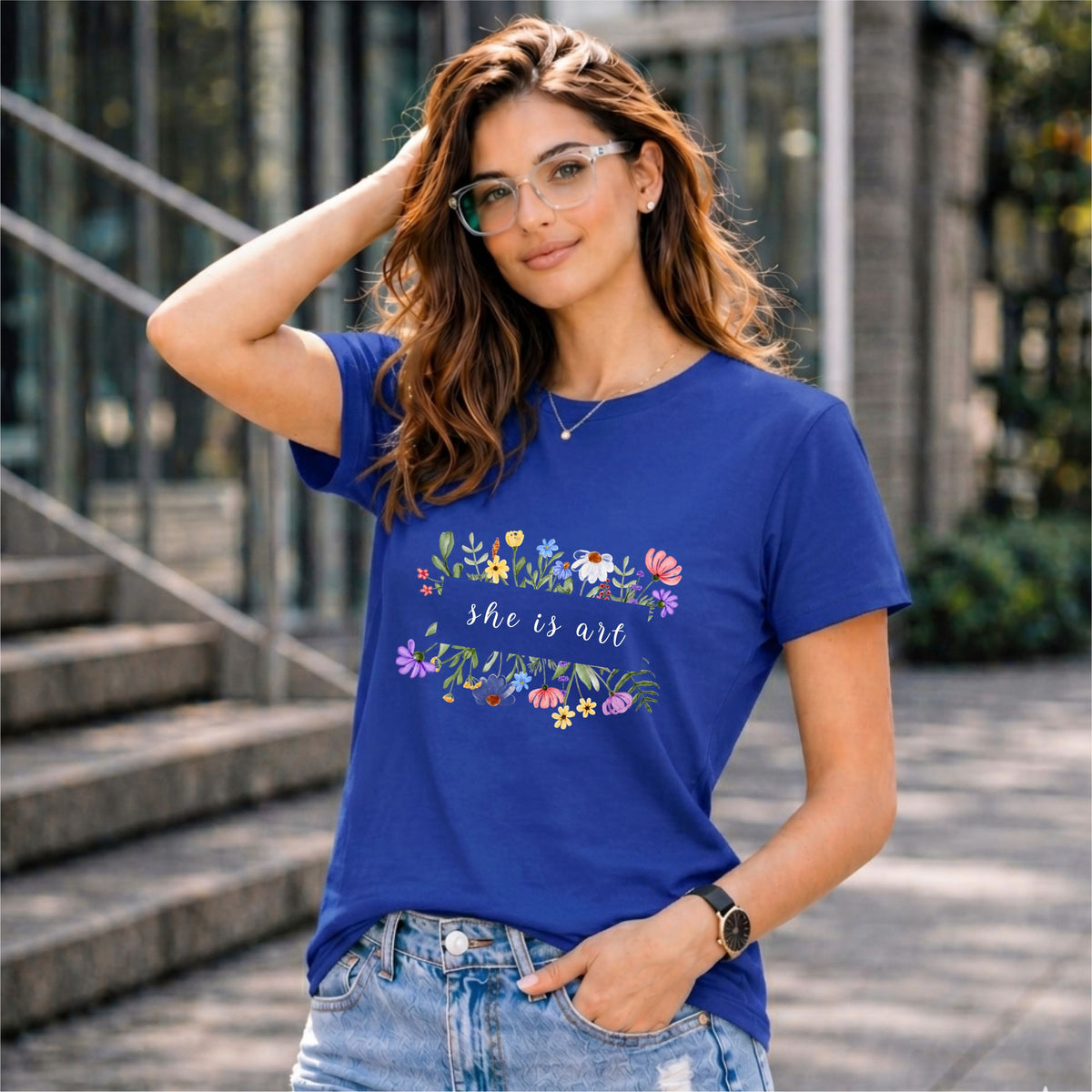 BHOKALS "She is Art" Printed Women Cotton T-Shirt | Round Neck | Super Soft | Regular Fit