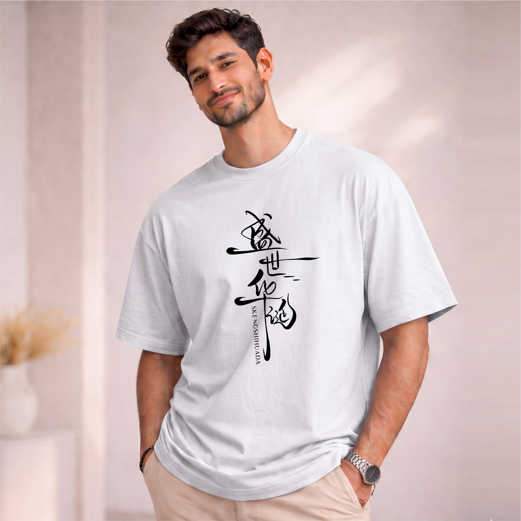 Men's Oversized SKEENGSHIHUADA  Printed T-Shirt