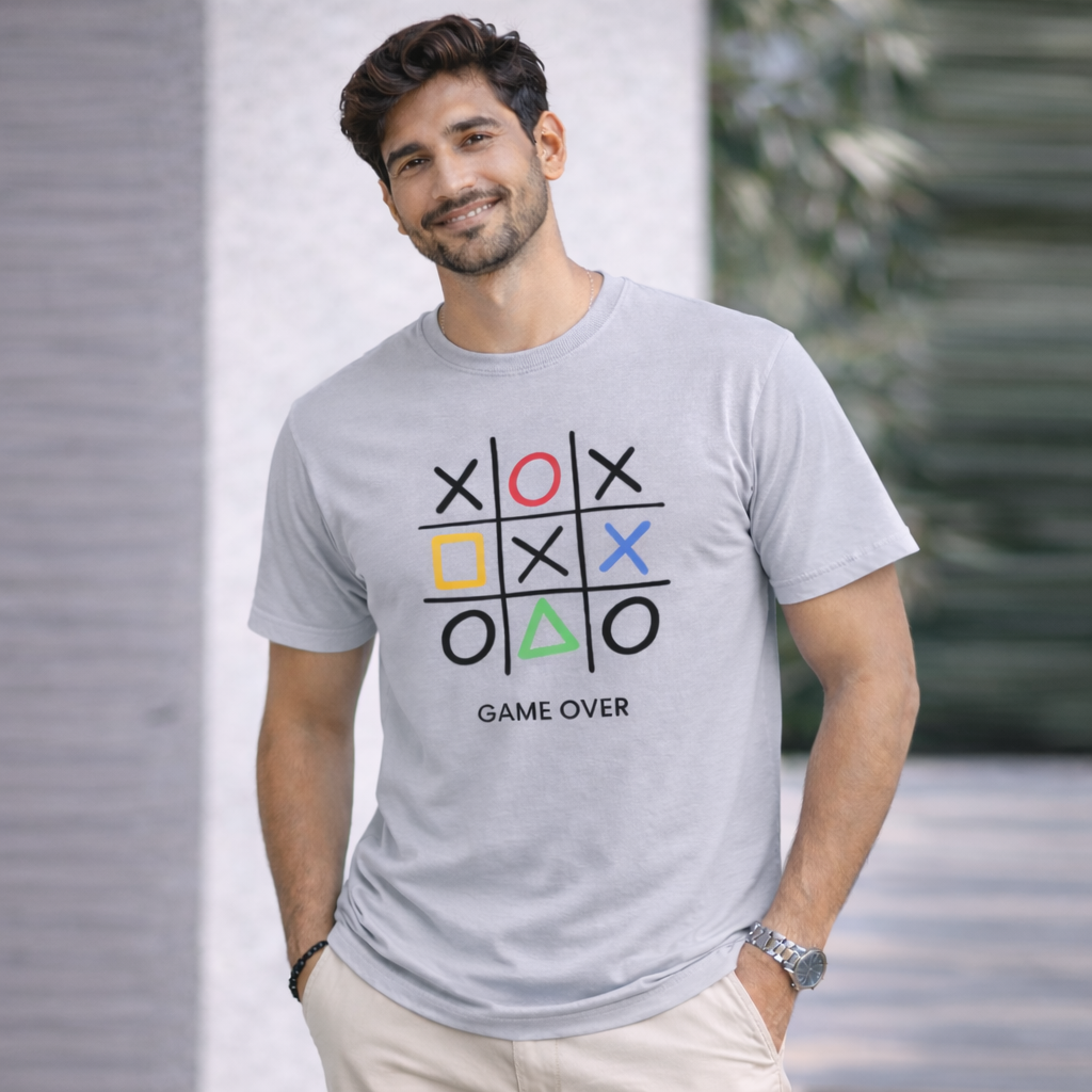 Bhokals "GAME OVER" Printed Round Neck, Cotton, Super Soft T-Shirt