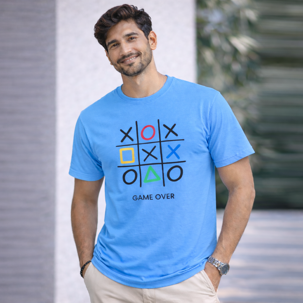 Bhokals "GAME OVER" Printed Round Neck, Cotton, Super Soft T-Shirt