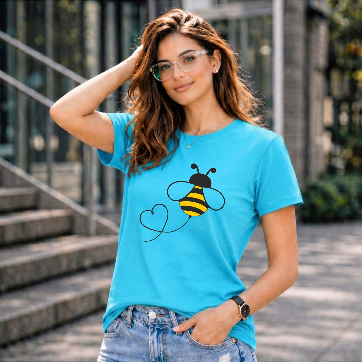 BHOKALS "Honey Bee" Printed Women Cotton T-Shirt | Round Neck | Super Soft | Regular Fit