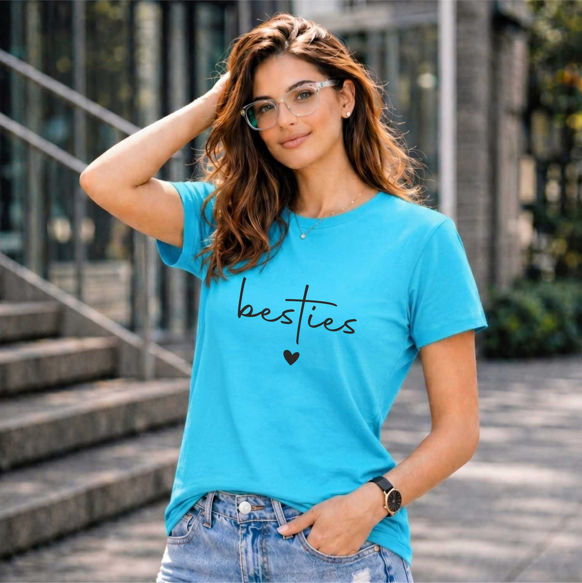 BHOKALS "BESTIES" Printed Women Cotton T-Shirt | Round Neck | Super Soft | Regular Fit