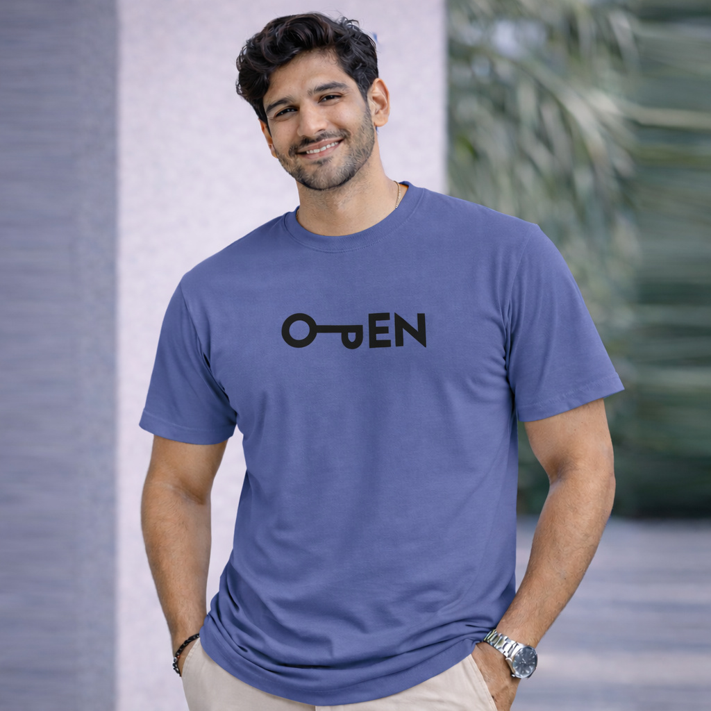 Bhokals "Open" Printed Round Neck, Cotton, Super Soft T-Shirt