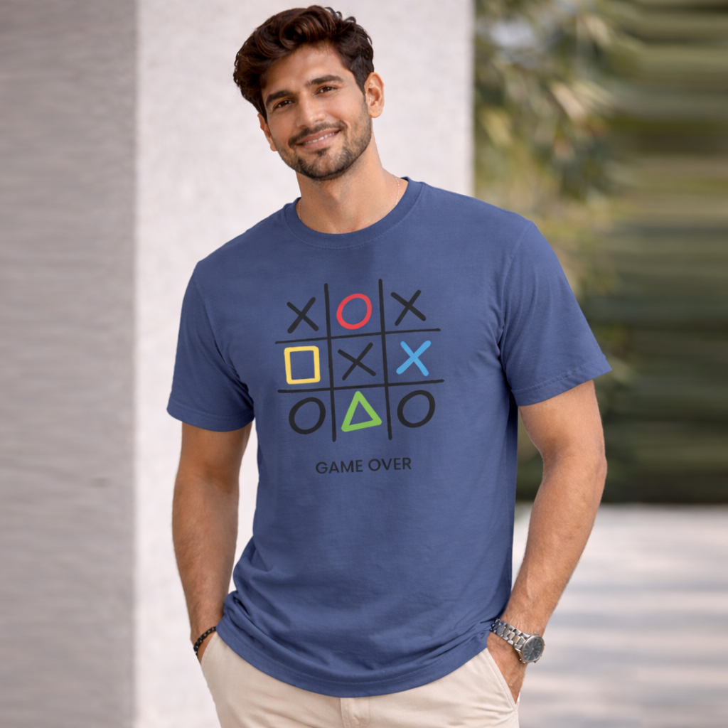 Bhokals "GAME OVER" Printed Round Neck, Cotton, Super Soft T-Shirt