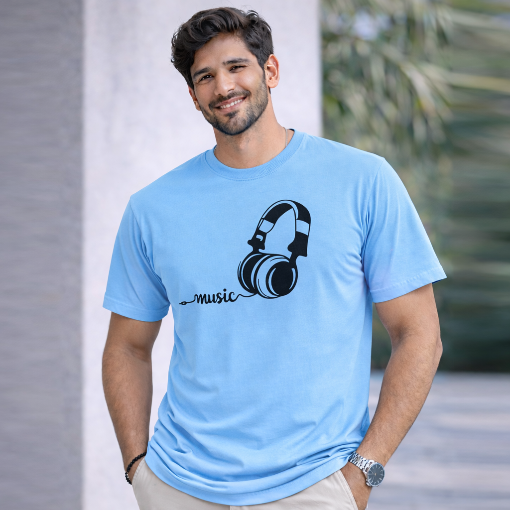 Bhokals "Music" Printed Round Neck, Cotton, Super Soft T-Shirt