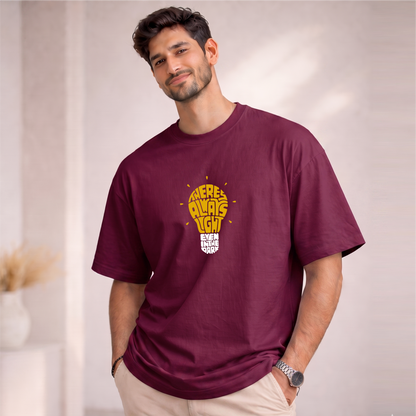 Men's Oversized There is Always Light even in the Dark  Printed T-Shirt