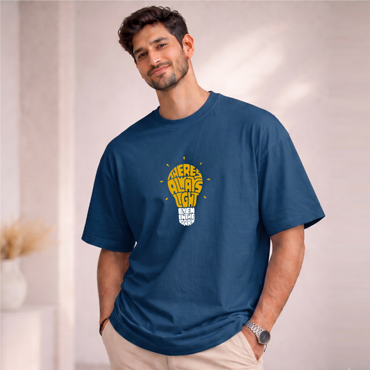 Men's Oversized There is Always Light even in the Dark  Printed T-Shirt