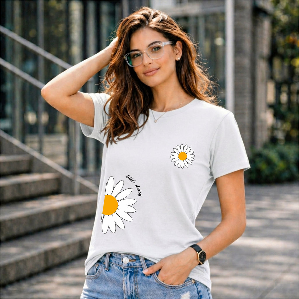 BHOKALS "Sunflower" Printed Women Cotton T-Shirt | Round Neck | Super Soft | Regular Fit
