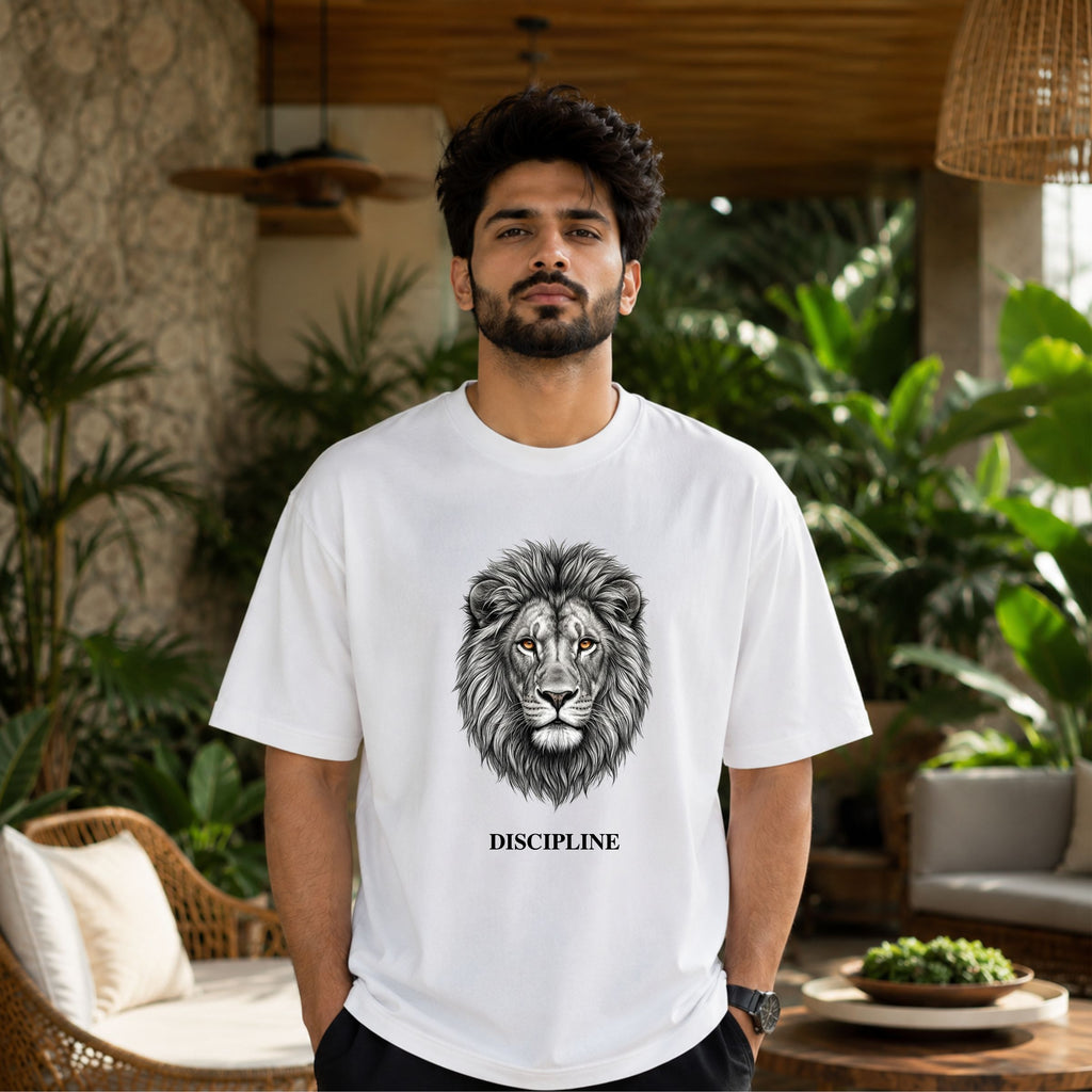 Bhokals Lion Graphic Oversized T-Shirt – Discipline Edition