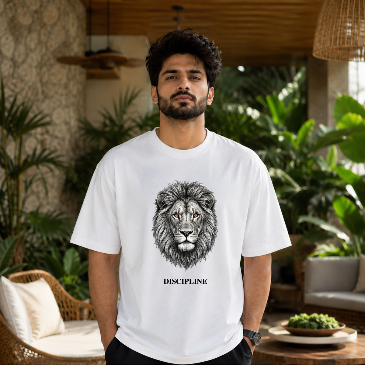 Bhokals Lion Graphic Oversized T-Shirt – Discipline Edition