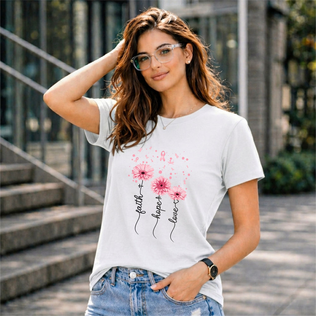 BHOKALS "Faith, Hope, Love" Printed Women Cotton T-Shirt | Round Neck | Super Soft | Regular Fit