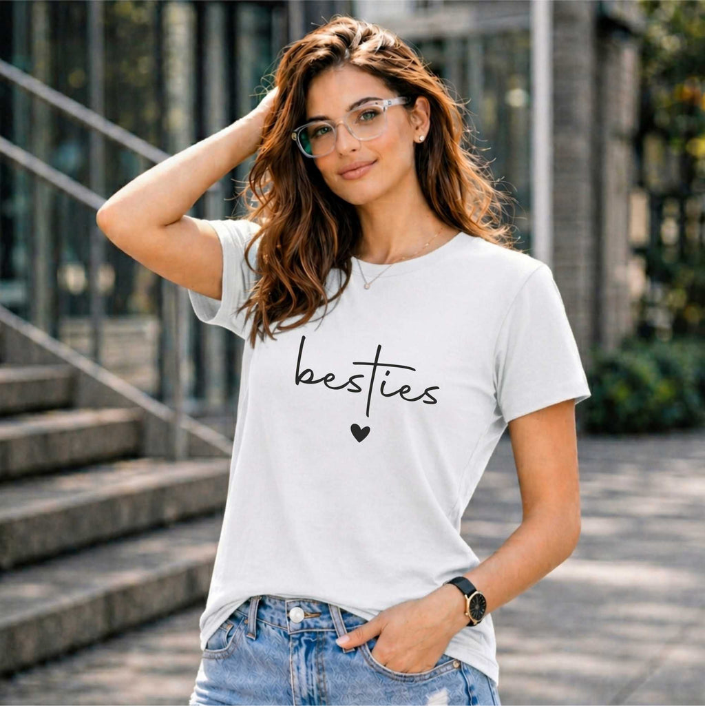 BHOKALS "BESTIES" Printed Women Cotton T-Shirt | Round Neck | Super Soft | Regular Fit