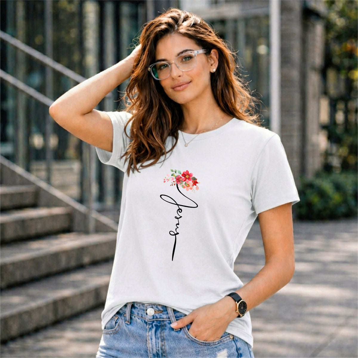 BHOKALS "Floral Grace" Printed Women Cotton T-Shirt | Round Neck | Super Soft | Regular Fit