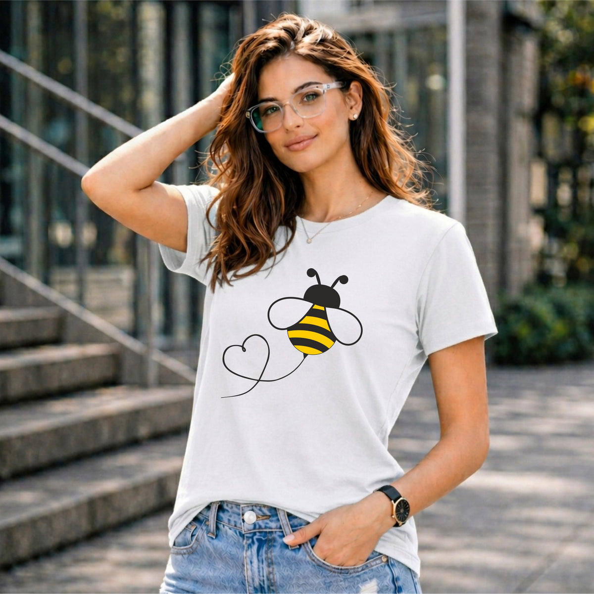BHOKALS "Honey Bee" Printed Women Cotton T-Shirt | Round Neck | Super Soft | Regular Fit