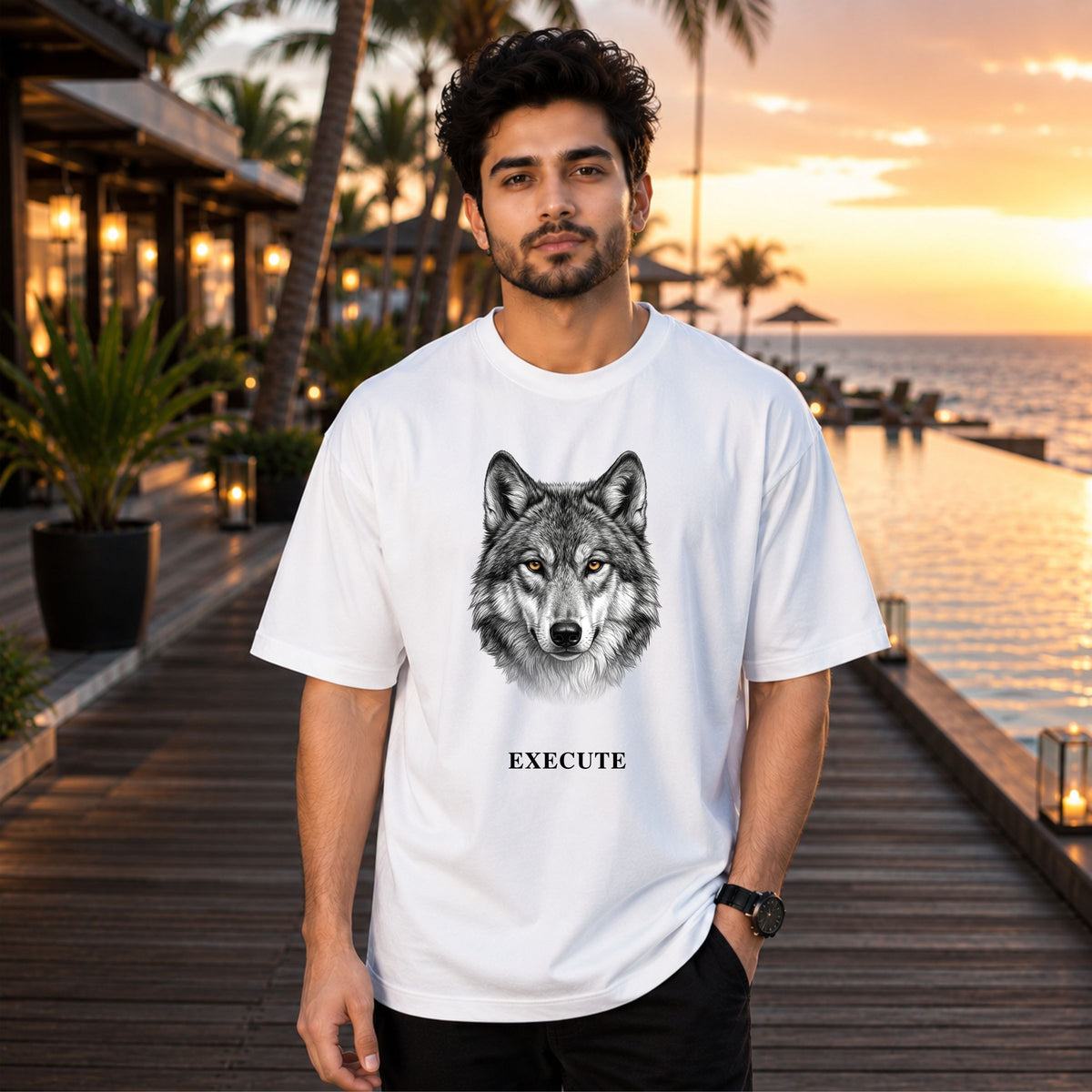 Bhokals Wolf Graphic Oversized T-Shirt – Execute Edition
