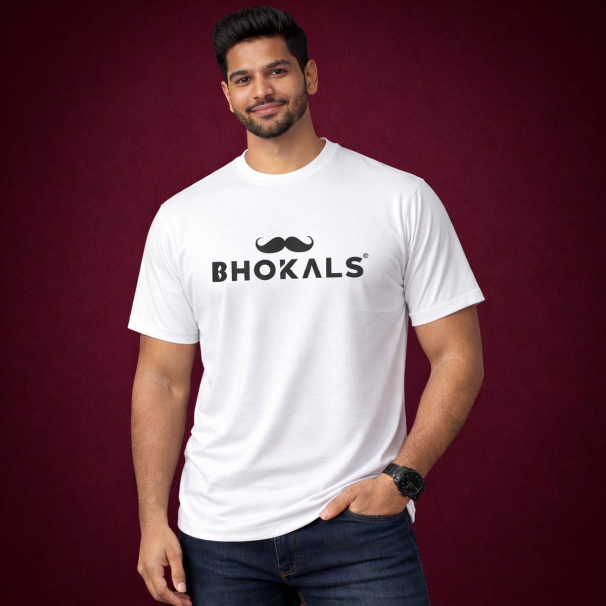 Bhokals Printed Round Neck Cotton Men T-Shirt