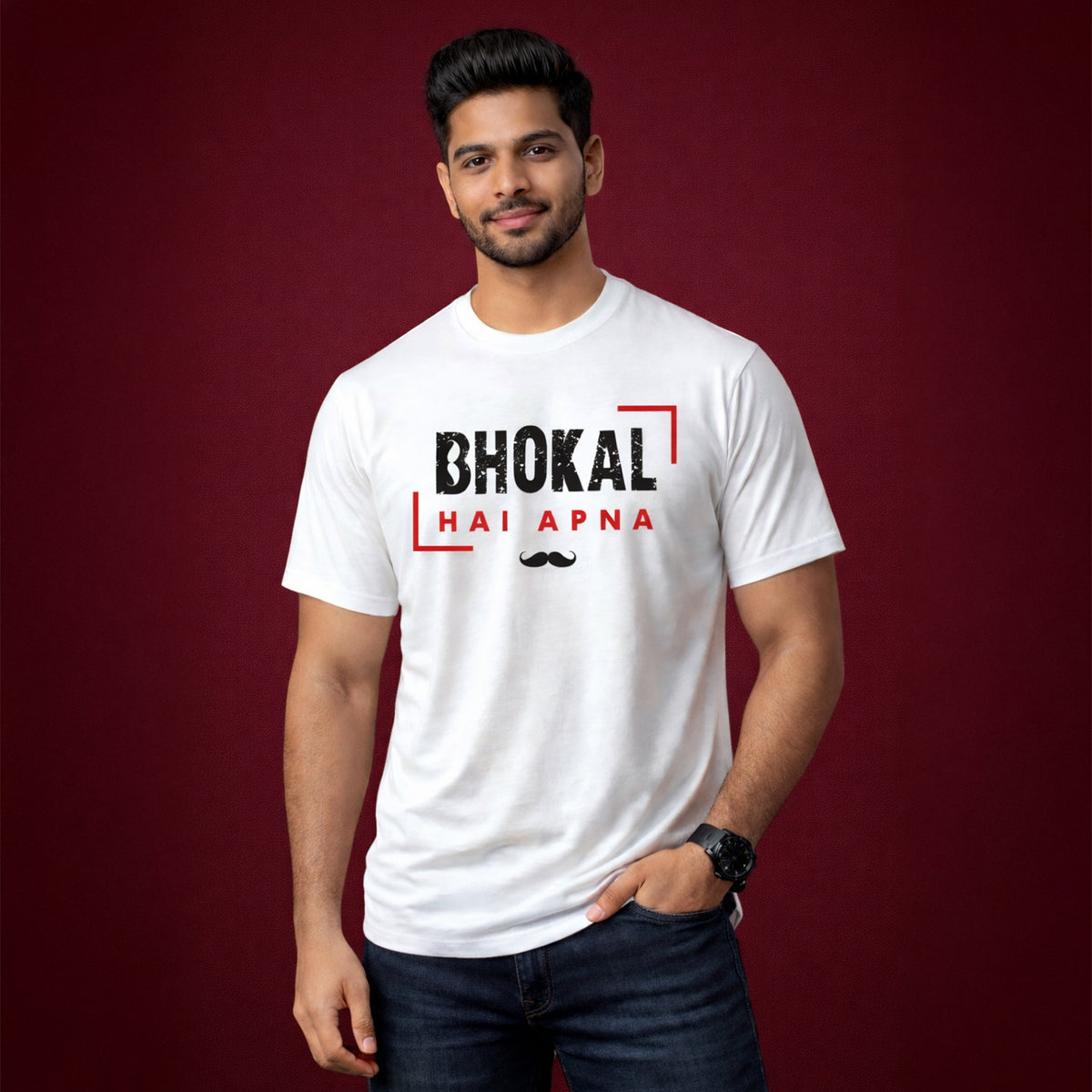 Bhokal Hai Apna Printed Round Neck Cotton Men T-Shirt