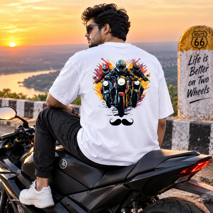 Bhokals Premium Oversized Front & Back Printed T-Shirt for Men - Biker