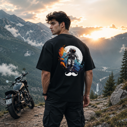 Bhokals Premium Oversized Front & Back Printed T-Shirt for Men - Astronaut
