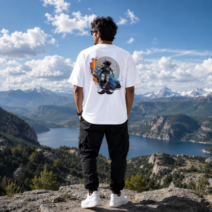 Bhokals Premium Oversized Front & Back Printed T-Shirt for Men - Astronaut