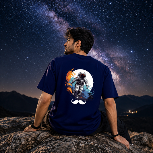 Bhokals Premium Oversized Front & Back Printed T-Shirt for Men - Astronaut