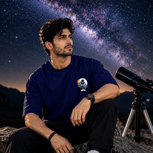 Bhokals Premium Oversized Front & Back Printed T-Shirt for Men - Astronaut