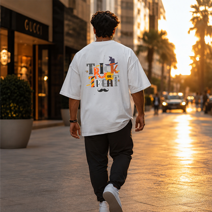 Bhokals Premium Oversized Front & Back Printed T-Shirt for Men - Trick N Treat
