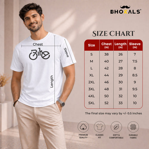 Bhokals " Bike " Printed, Round Neck, Cotton, Super Soft T-Shirt