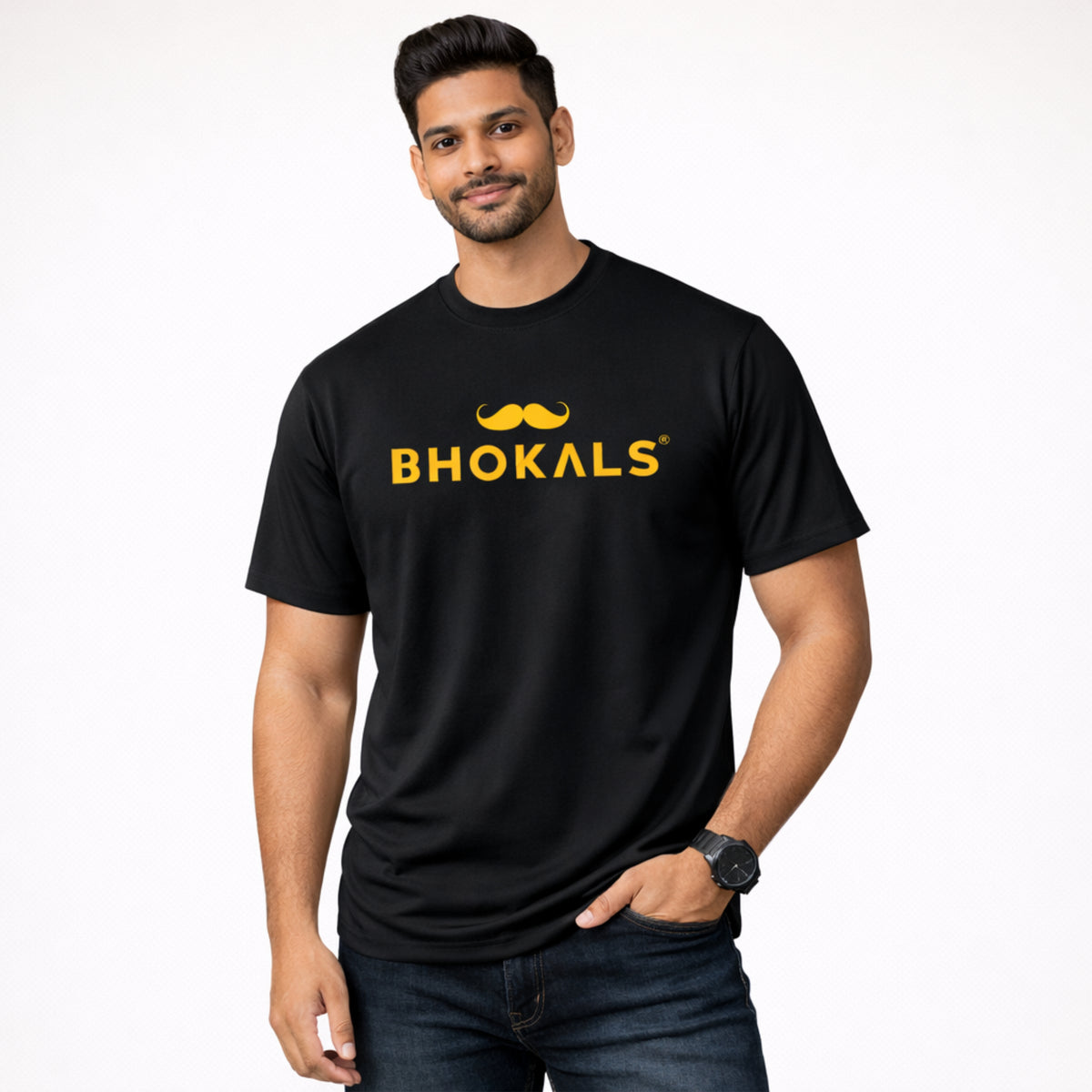 Bhokals Printed Round Neck Cotton Men T-Shirt
