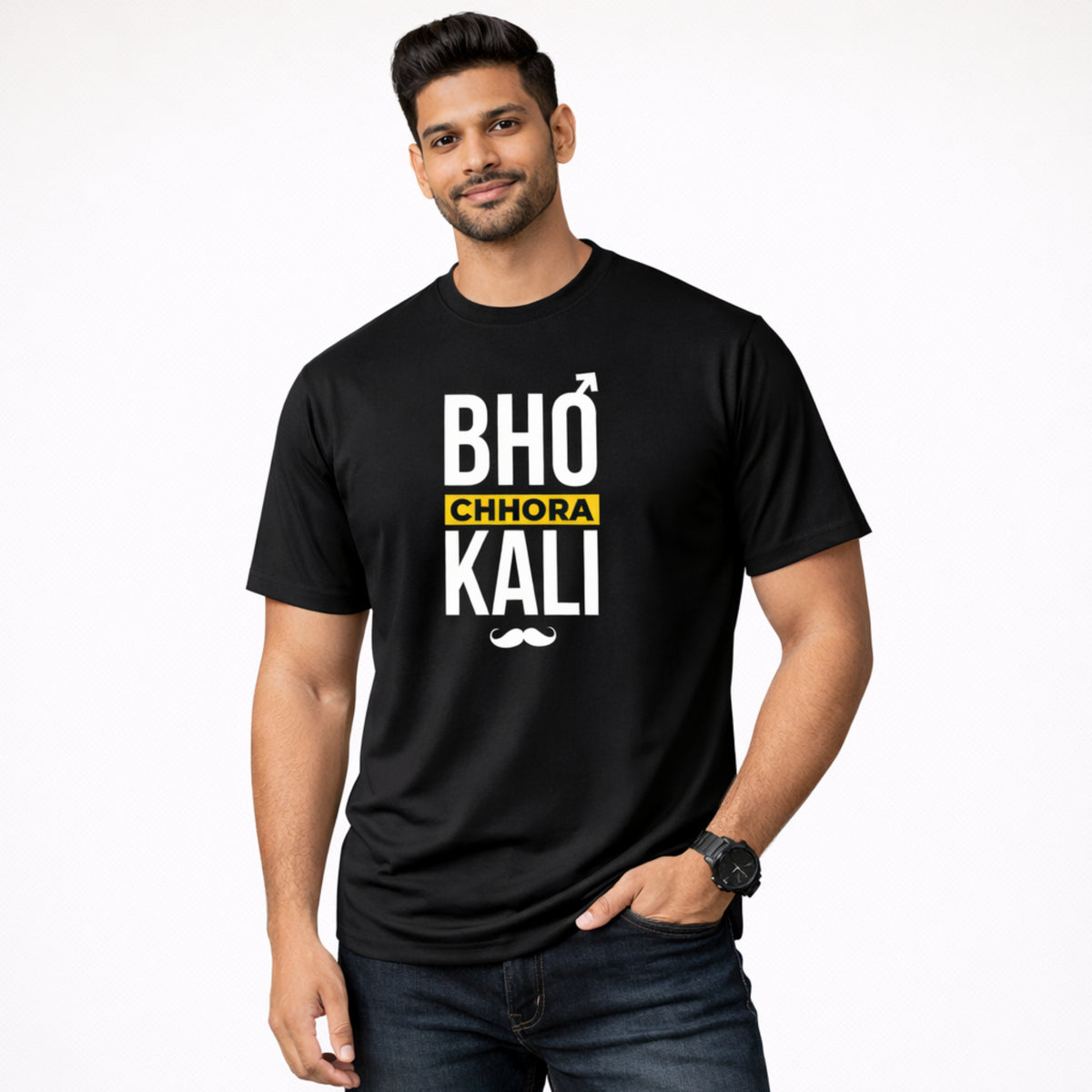 Bhokali Chora Printed Round Neck Cotton Men T-Shirt