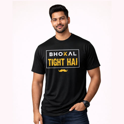 Bhokal Tight Hai Printed Round Neck Cotton Men T-Shirt
