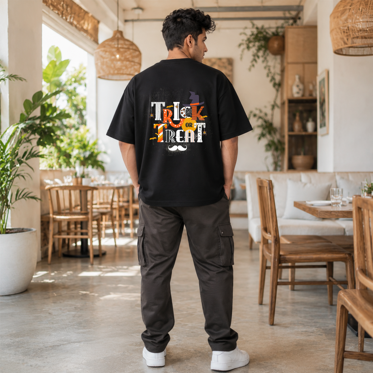 Bhokals Premium Oversized Front & Back Printed T-Shirt for Men - Trick N Treat