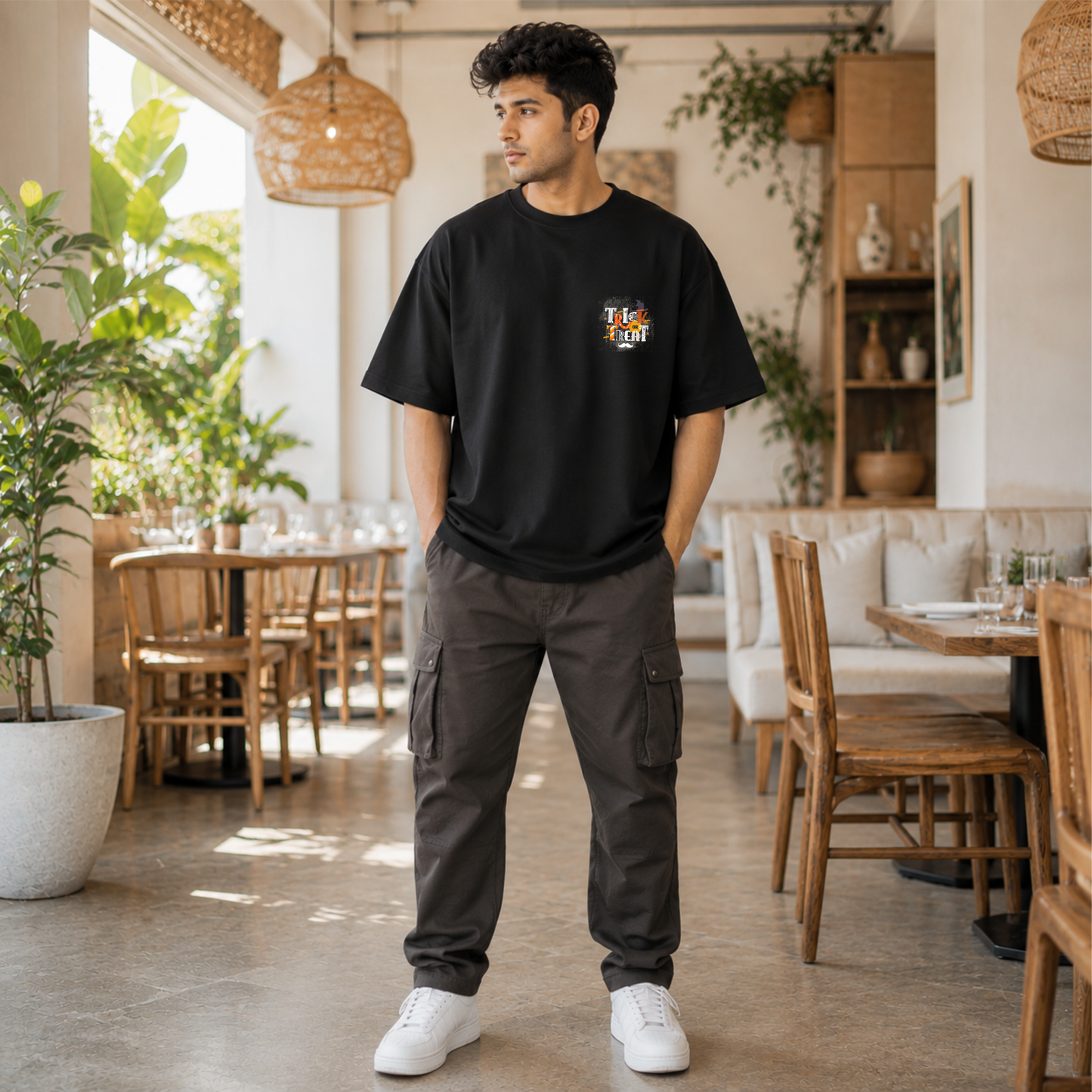 Bhokals Premium Oversized Front & Back Printed T-Shirt for Men - Trick N Treat