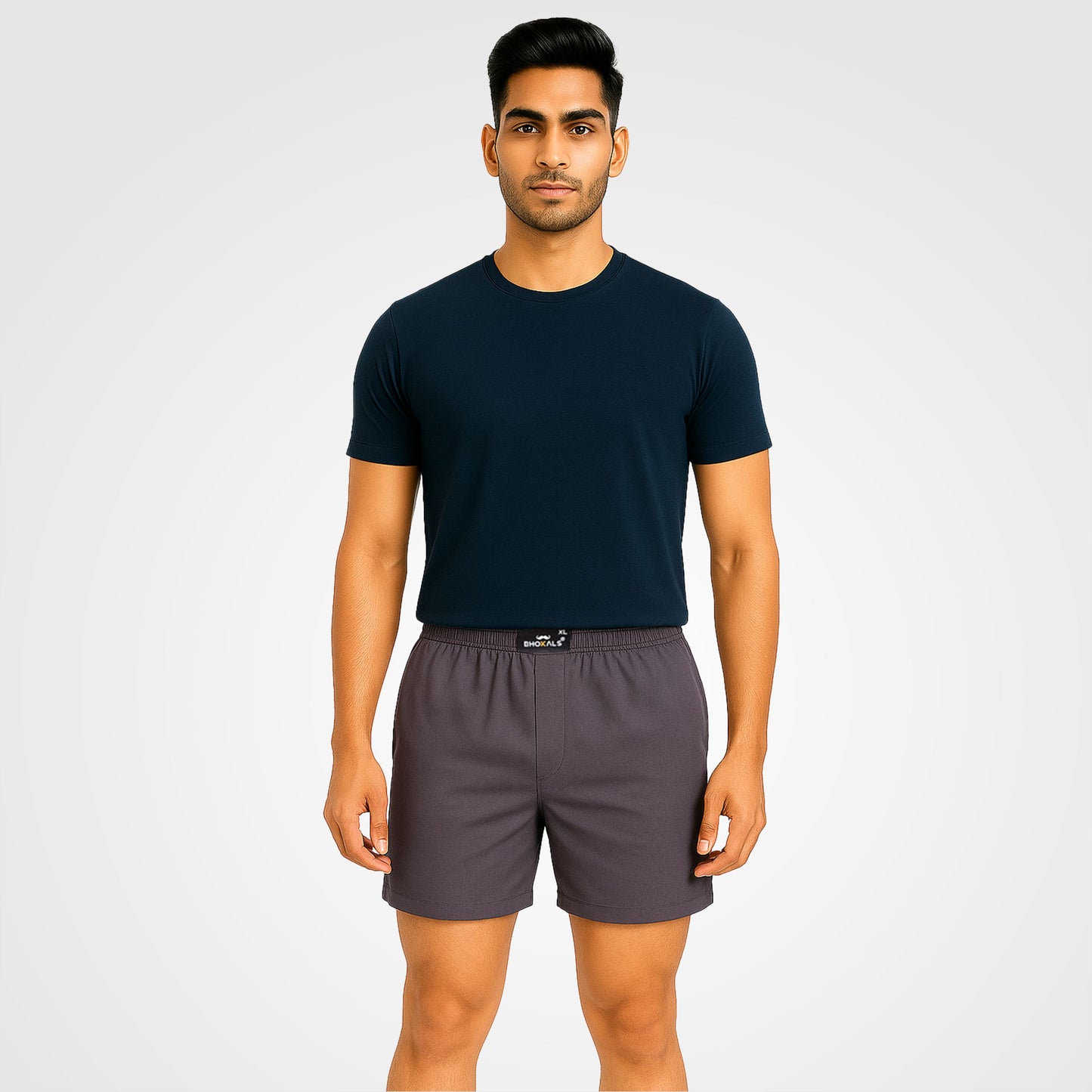 SOLID GREY PLAIN COTTON MEN BOXER