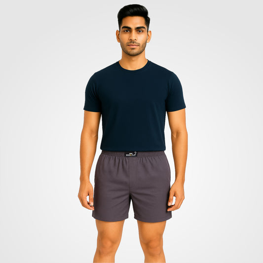 SOLID GREY PLAIN COTTON MEN BOXER