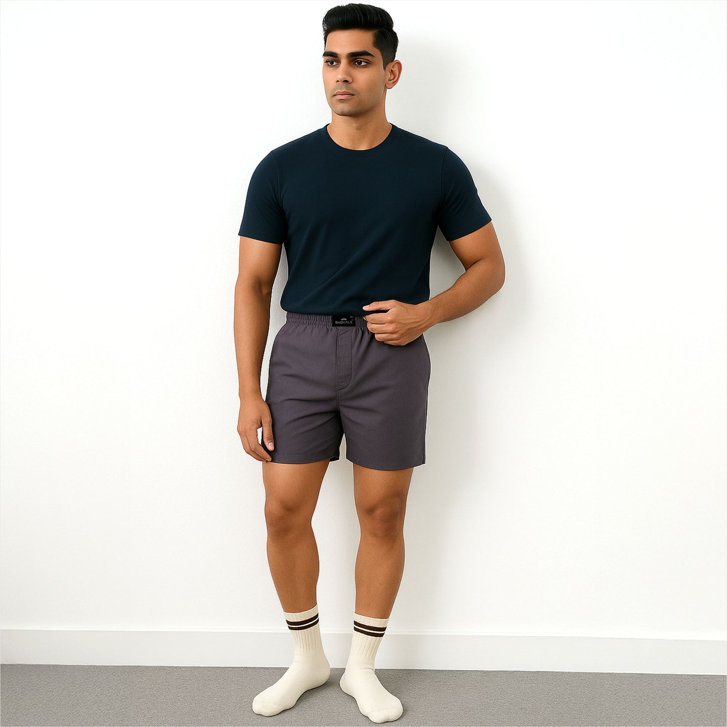 SOLID GREY PLAIN COTTON MEN BOXER