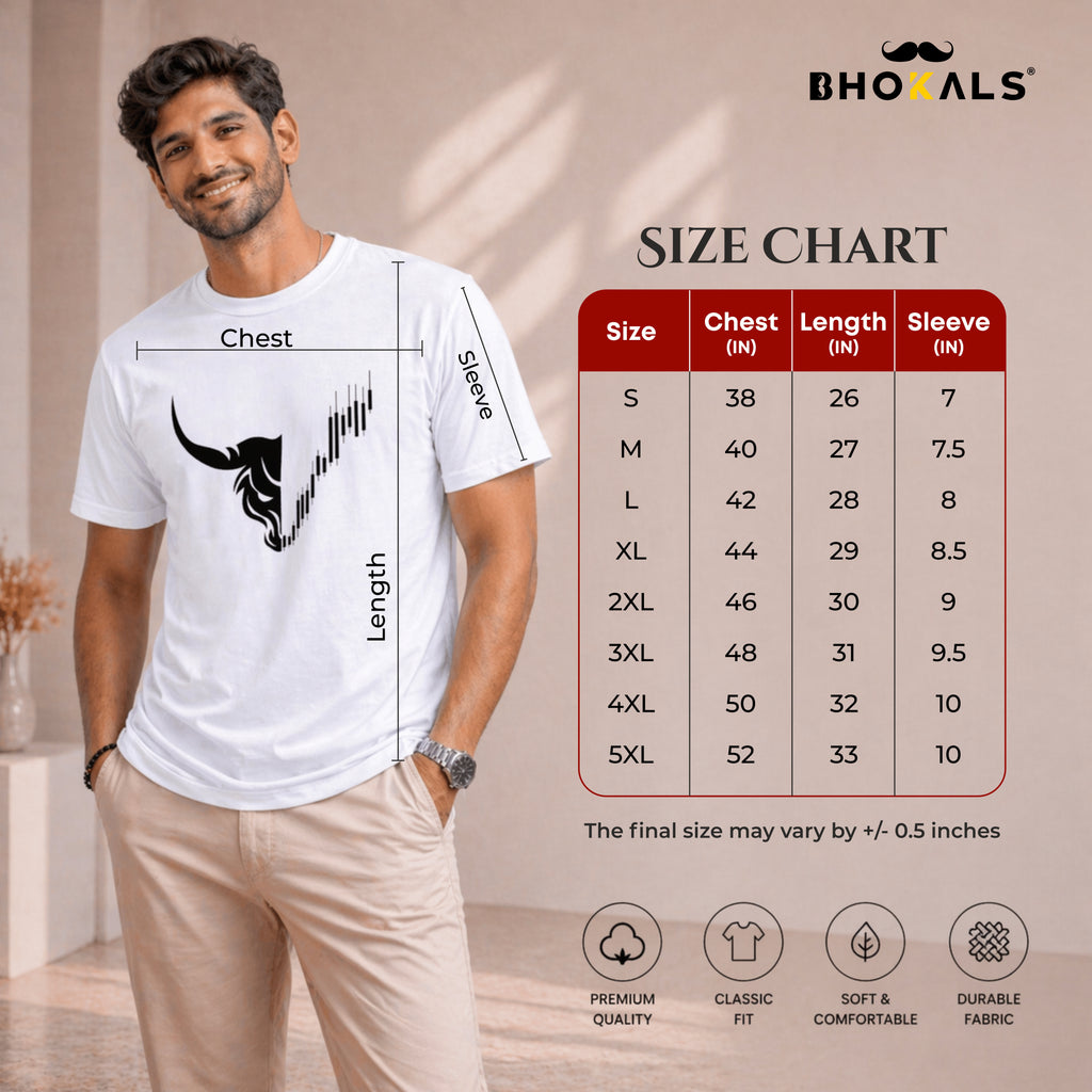 Bhokals " Bull Face " Printed, Round Neck, Cotton, Super Soft T-Shirt