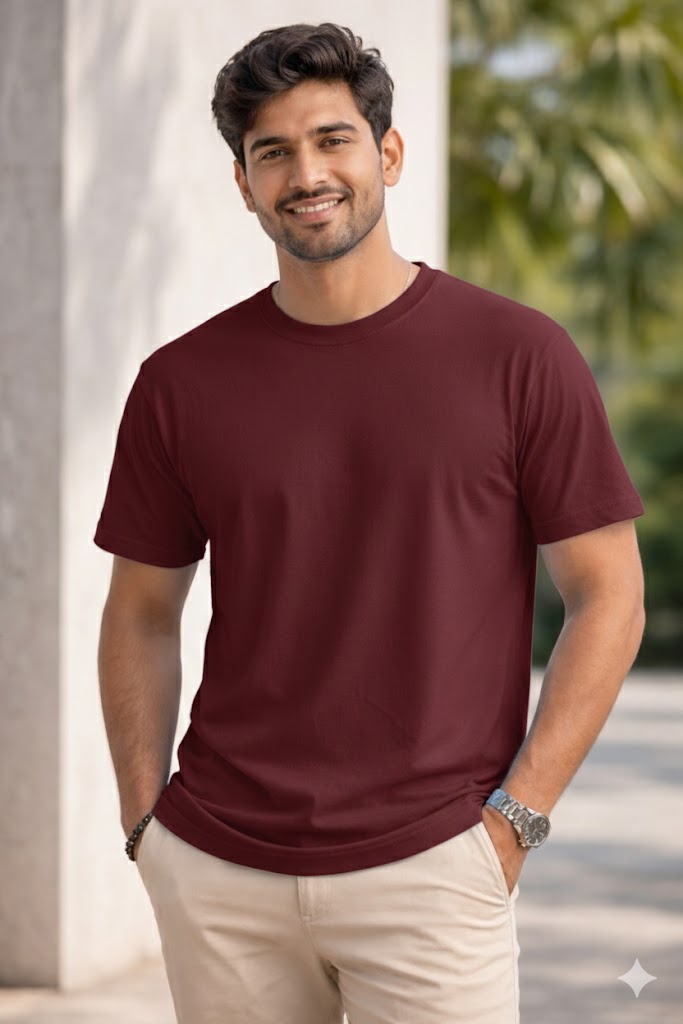 Bhokals Plain T shirt, Round Neck, Cotton, Super Soft T-Shirt