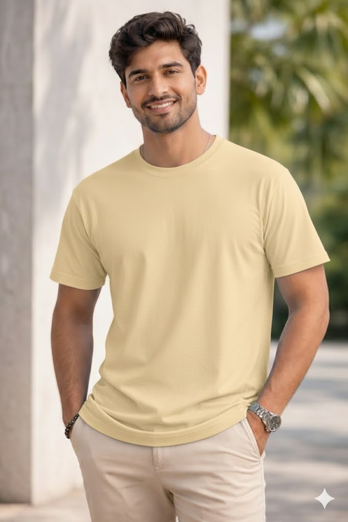 Bhokals Plain T shirt, Round Neck, Cotton, Super Soft T-Shirt