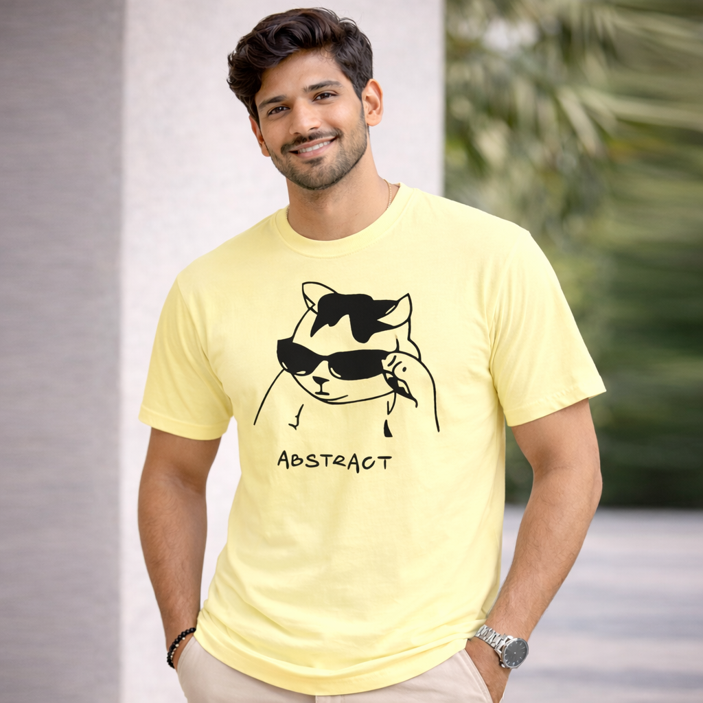 Bhokals " Abstract Cat " Printed, Round Neck, Cotton, Super Soft T-Shirt