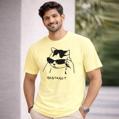 Bhokals " Abstract Cat " Printed, Round Neck, Cotton, Super Soft T-Shirt