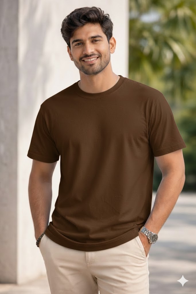 Bhokals Plain T shirt, Round Neck, Cotton, Super Soft T-Shirt