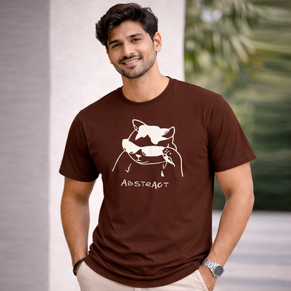 Bhokals " Abstract Cat " Printed, Round Neck, Cotton, Super Soft T-Shirt