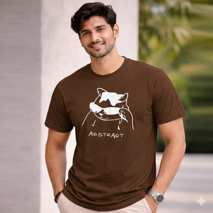 Bhokals " Abstract Cat " Printed, Round Neck, Cotton, Super Soft T-Shirt