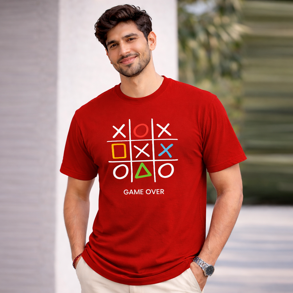 Bhokals " GAME OVER" Printed, Round Neck, Cotton, Super Soft T-Shirt