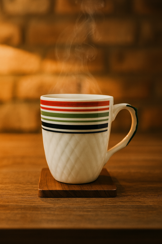 Bhokals Multi Line Printed White Coffee Mug