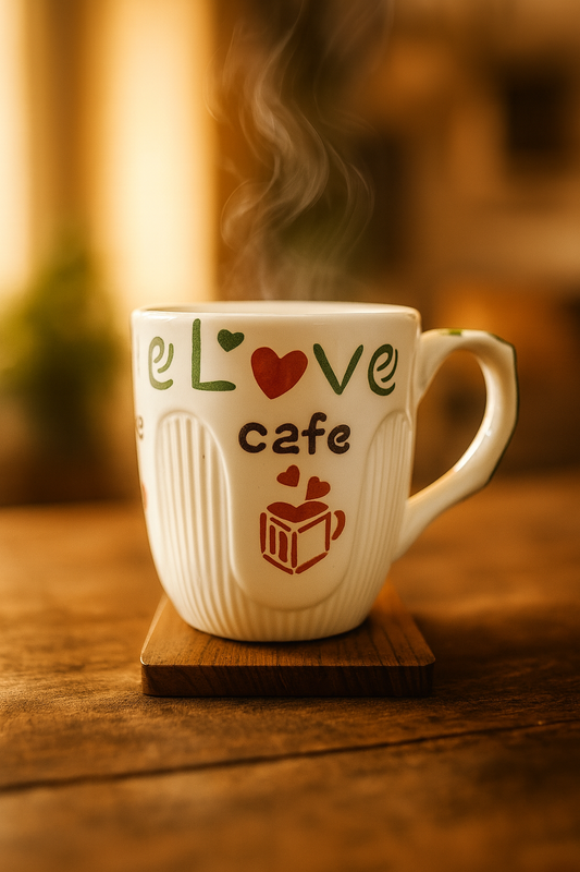 Bhokals Love Cafe Printed White Coffee Mug