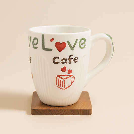 Bhokals Love Cafe Printed White Coffee Mug