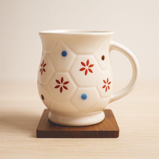 Bhokals Flower Printed Oval White Coffee Mug